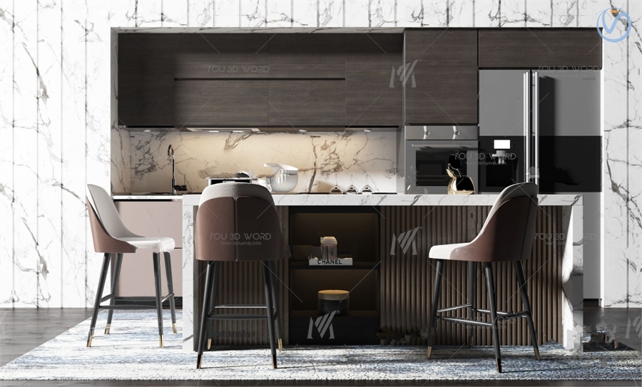 modern marble bar chair 3d model